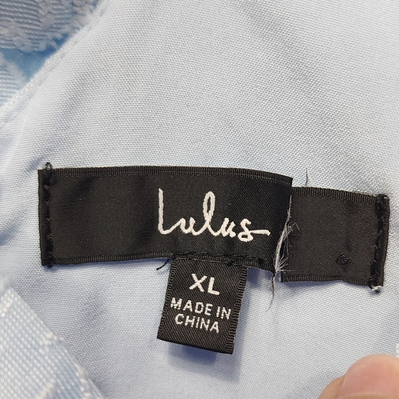 Lulus Exuberant Elegance Light Blue Jacquard Drop Waist Mini Dress XL Wedding - Picture 10 of 10